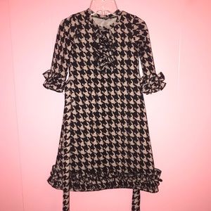 Black Creamish White Houndstooth Dress